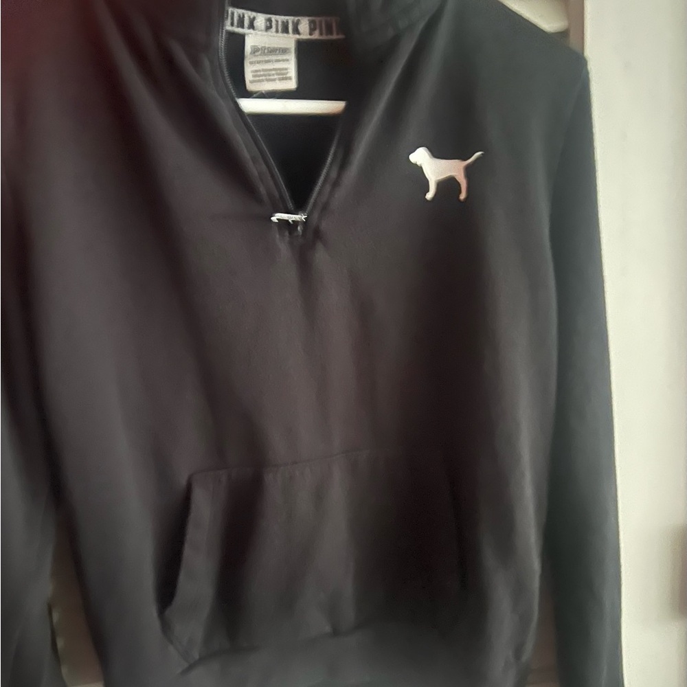 Victoria's Secret Dark Zip-Up Sweater with Logo
